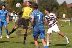 Kreisliga- Saison 2024/25- SV Hundszell - SV Kasing -  - Noah Kamenjasevic weiss Kasing - Frederik Bezdeka Torwart Hundszell - Foto: Meyer Jürgen