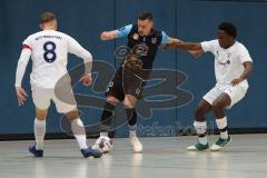 Futsal - Saison 2024/25- MTV Ingolstadt - 1860 München - Drazen Lovric weiss #8 MTV - Juvencio Boa weiss #10 MTV - Zoran Jelic schwarz München - Foto: Meyer Jürgen