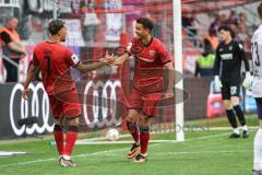 3. Liga; FC Ingolstadt 04 - Erzgebirge Aue; Tor Jubel Treffer Fredrik Carlsen (8, FCI) Yann Sturm (7, FCI) Torwart Lord Louis (22 Aue)