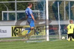 Kreisliga - Saison 2024/25- TSV Ober./Unterh.stadt - SV Hundszell-  -  Der 0:1 Führungstreffer durch Mathias Weinzierl blau Hundszell - jubel - Nils Stöver Torwart Oberh.stadt - Foto: Meyer Jürgen