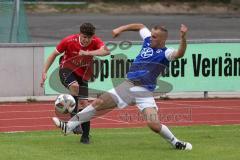 Kreisklasse -  Saison 2023/2024 - DJK Ingolstadt - FC Tegernbach - Tobias Hagl rot Tegernbach - Isa Gashi blau DJK Ingolstadt - Foto: Meyer Jürgen