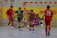 Lotto Bayern Hallencup - Finale - Lindenkreuzhalle Saison 2024/25 - FC Türk Sport Garching - Türk SV Ingolstadt - Tobias Gooss TW Türk Ing. - Johann Rybalko rot Türk Ing -  - Maximilian Kalus schwarz Türk Sport Garching - Foto: Meyer Jürgen