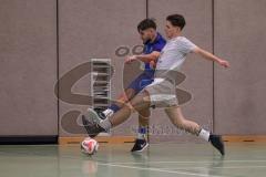Hallenturnier Ingolstadt Nord - Saison 2024/25 - SV Pulling - SV Oberstimm - Jonas Weidinger blau Oberstimm  - Moritz Stahl grau Pulling  - Foto: Meyer Jürgen
