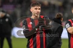 3. Liga; FC Ingolstadt 04 - Erzgebirge Aue; Sieg Jubel Freude Spieler bedanken sich bei den Fans Tim Heike (9, FCI)