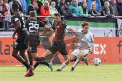 3. Liga; Testspiel; FC Ingolstadt 04 - Borussia Mönchengladbach;  Lukas Fröde (34, FCI) Zweikampf Kampf um den Ball David Kopacz (29, FCI) Daouda Beleme (9, FCI) Reitz Rocco (27 BMG)