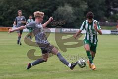 Landesliga - Saison 2025/26 - SV Manching - FC Stätzling - Rayen Kouki (Nr.18 - SV Manching) - Maximilian Pletschacher FC Stätzling  - Foto: Meyer Jürgen