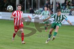 Landesliga - Saison 2025/26 - SV Manching - TSV Dachau  - Sebastian Graßl (Nr.10 - SV Manching) - Nikolaus Grotz rot Dachau - Foto: Meyer Jürgen