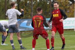 2023_11_5 - SV Kasing - TV Münchsmünster - Kreisliga - Saison 2023/24 -  Der 1:0 Führungstreffer durch - Martin Oblinger rot Kasing - jubel -  Foto: Meyer Jürgen