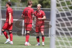 * Testspiel - Saison 2025/26 - FC Ingolstadt 04 - SpVgg Bayreuth -  Frederic Christensen (Nr.11 - FC Ingolstadt 04) - jubel- Dennis Kaygin (Nr.10 - FC Ingolstadt 04) - Linus Rosenlöcher (Nr.19 - FC Ingolstadt 04)  Foto: Meyer Jürgen