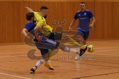 Hallenturnier Gaimersheim - Saison 2025/26 - DJK Ingolstadt - FC Hitzhofen - Admir Music gelb Hitzhofen - Labinot Muljaki blau DJK - Foto: Meyer Jürgen