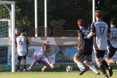 Bezirksliga - Saison 2025/26 - TSV Ober./Unterhaunstadt - VFR Garching - Torwart Ali Cakmakci (Nr.1 - TSV Ober-/Unterh.stadt) - Gottfried Agbavon schwarz Garching - Foto: Meyer Jürgen