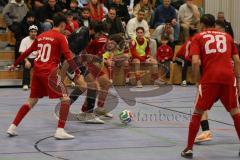 Lotto Bayern Hallencup - Finale - Lindenkreuzhalle Saison 2024/25 - FC Türk Sport Garching - Türk SV Ingolstadt - Abdulhamit Zorlu schwarz Türk Sport Garching - Ahmet Altay rot Türk Ing - Enes Kuqanaj rot Türk Ing -  - Foto: Meyer Jürgen