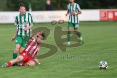 Landesliga - Saison 2025/26 - SV Manching - TSV Dachau  - Johannes  Dexl (Nr.13 - SV Manching) - Berkant Barin rot Dachau - Foto: Meyer Jürgen