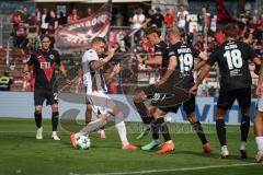 3. Liga - Saison 2026/27 - Victoria Köln - FC Ingolstadt 04  - Lars Lokotsch (Nr.13 - FCI) - Niklas Swider (Nr.20 - Viktoria Köln) - Meiko Sponsel (Nr.19 - Viktoria Köln) - Foto: Meyer Jürgen