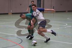 Hallenturnier Ingolstadt Nord - Saison 2024/25 - FC Geisenfeld - TSV Etting - Stean Hoffmann grün Geisenfeld - Felix Festner weiss Etting - Foto: Meyer Jürgen