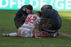 2024_1_27 - 3. Liga - Saison 2023/24 - 1. FC Saarbrücken - FC Ingolstadt 04 -  - Simon Lorenz (Nr.32 - FC Ingolstadt 04) verletzt - XXXXX - Foto: Meyer Jürgen