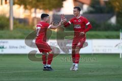 Landesliga - Saison 2024/25 - SV Manching - FSV Pfaffenhofen -  Der 0:1 Führungstreffer durch - Untersänger Maurice rot Pfaffenhofen -  jubel -  - Foto: Meyer Jürgen