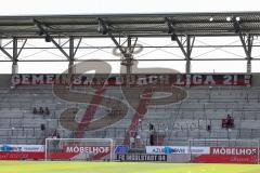 2.BL; FC Ingolstadt 04 - 1. FC Heidenheim; Spruchband, Fans Fanblock Kurve