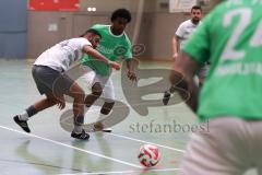 Hallenturnier Ingolstadt Nord - Saison 2024/25 - MBB SG MAnching - FC Fatih Ingolstadt  - Faniel Brhane grün Fatih  - Batuhan Pehlül weisss Manching - Foto: Meyer Jürgen