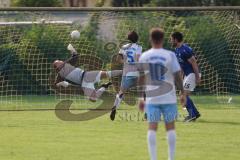 Kreisklasse - Saison 2024/25- TSV Großmehring - SV Oberstimm -  Der 1:0 Führungstreffer durch Sebastian Eisenberger blau Großmehring-  - Tomas Ruhland Torwart Oberstimm - jubel -  - Foto: Meyer Jürgen