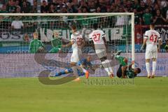 3.Liga - Saison 2023/2024 - Preußen Münster - FC Ingolstadt 04 - Tobias Schröck (Nr.21 - FCI) hält den Ball sicher -  - Foto: Meyer Jürgen