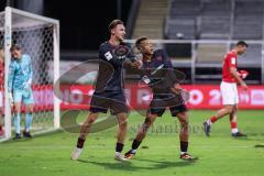 3. Liga; TSV Havelse - FC Ingolstadt 04; Tor Jubel Treffer 2:5 Marcel Costly (22, FCI) mit Julian Kügel (29, FCI) Torwart Opitz Tom (1 Havelse)