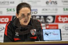 3. Liga; Erzgebirge Aue - FC Ingolstadt 04; Pressekonferenz Interview Cheftrainerin Sabrina Wittmann (FCI) Statement