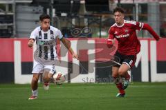 Saison 2026/27 - Freundschaftsspiel - 1. FC Nürnberg - FC Ingolstadt 04 - Emre Gül (Nr.5 - FCI) - Javier Fernandez (Nr.8 - FCN) - Foto: Meyer Jürgen