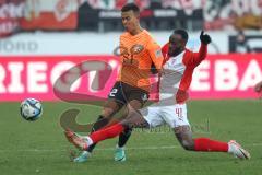 2024_1_20 - 3. Liga - Saison 2023/24 - HallescherFC - FC Ingolstadt 04 -  - Marcel Costly (Nr.22 - FC Ingolstadt 04) - Erich Berko (Nr.40 - HallescherFC ) - Foto: Meyer Jürgen