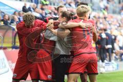 3. Liga; MSV Duisburg - FC Ingolstadt 04; Tor Jubel Treffer 0:1 Führung Davide Sekulovic (33, FCI) Linus Rosenlöcher (19, FCI) Fredrik Carlsen (8, FCI) Max Plath (14 FCI) Yann Sturm (7, FCI) Cheftrainerin Sabrina Wittmann (FCI)