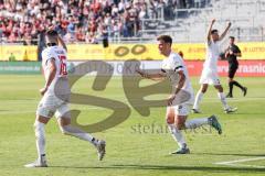 Toto-Pokal Finale; Würzburger Kickers - FC Ingolstadt 04; Kopfball Ryan Malone (16, FCI) Tor Jubel Treffer Siegtreffer 1:2 Simon Lorenz (32, FCI) Lukas Fröde (34, FCI)