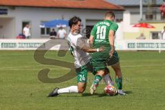 Bezirksliga - Saison 2024/25 - SV Manching - TSV Jetzendorf - Sebastian Graßl (Nr.10 - SV Manching) - Lorenz Kirmair weiss Jetzendorf - Foto: Meyer Jürgen