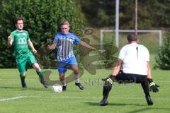 Kreisklasse - Saison 2024/25- SV Lippertshofen - SV Stammham  - Josef Buchner grün Lippertshofen - Jonas Korn blau Stammham - Micha Balzer Torwart Lippertshofen - Foto: Meyer Jürgen