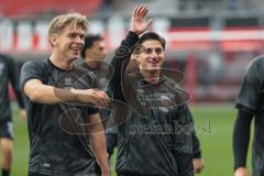 3. Liga; FC Ingolstadt 04 - MSV Duisburg; vor dem Spiel Max Plath (14 FCI) Emre Gül (5, FCI)