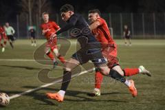 *** Bayernliga Nord - Saison 2025/26 - FC Ingolstadt 04 II - ASV Neumarkt - Ognjen Draculic (Nr.9 - FC Ingolstadt II) - Selim Mjaki rot Neumarkt - Foto: Meyer Jürgen