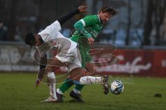 Bezirksliga - Saison 2025/26 - FC Gerolfing - DJK München - Jorame Zitotooembo weiss München - Phillipp Haunschild (Nr.12 - FC Gerolfing) - Foto: Meyer Jürgen