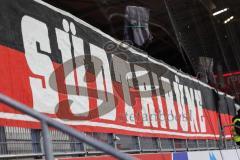 3. Liga; FC Ingolstadt 04 - Erzgebirge Aue; Fan Fankurve Banner Fahnen Spruchband