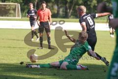 Landesliga - Saison 2024/25 - SV Manching - TSV Schwabmünchen - Rainer Meisinger (Nr.8 - SV Manching) - Uhde Tim #8 schwarz Schwabmünchen
 - Foto: Meyer Jürgen