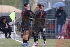 *** Bayernliga Nord - Saison 2025/26 - *** FC Ingolstadt 04 II - SC Eltersdorf - Der 1:0 Führungstreffer durch Ognjen Draculic (Nr.9 - FC Ingolstadt II) - jubel - Foto: Meyer Jürgen