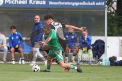 Bezirksliga - Saison 2025/26 - TSV Ober./Unterhaunstadt - SVA Palzing - Alem Husejnovic (Nr.9 - TSV Ober-/Unterh.stadt) - Tobias Wirth grün Palzing - Foto: Meyer Jürgen