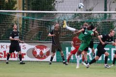 Bezirksliga - Saison 2025/26 - FC Gerolfing - VFR Garching - Mamadou Diallo grün Gerolfing -Korbinian Dietrich Torwart Garching Foto: Meyer Jürgen