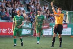 Bezirksliga - Saison 2025/26 - FC Gerolfing - TSV Rohrbach - Gelbe Karte für Lukas Achhammer (Nr.9 - FC Gerolfing) - XXXXX - Foto: Meyer Jürgen