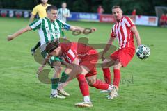 Landesliga - Saison 2025/26 - SV Manching - TSV Dachau  - Sebastian Graßl (Nr.10 - SV Manching) - Ruben Milla Nava rot Dachau - Foto: Meyer Jürgen