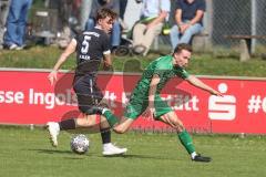 Landesliga - Saison 2024/25 - SV Manching - TSV Schwabmünchen - Johannes Dexl (Nr.13 - SV Manching) - Köhler Jona #5 schwarz Schwabmünchen
 - Foto: Meyer Jürgen