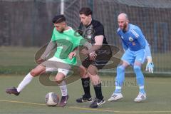 Bezirksliga - Saison 2025/26 - FC Fatih Ingolstadt - TSV 54 - DJK München - Aaron Toski (Nr.11 - FC Fatih) mit einer Torchance - Markus Blohmann TW München - Manuel Exner schwarz München #2 - Foto: Meyer Jürgen
