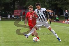 Toto-Pokal - VfB Forstinning - FC Ingolstadt 04; Zweikampf Kampf um den Ball Milicevic, Karlo (32) und Davide Sekulovic (33, FCI)