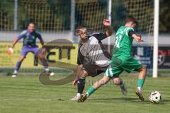 Bezirksliga - Saison 2025/26 - TSV Ober./Unterhaunstadt - SVA Palzing - David Polster (Nr.18 - TSV Ober-/Unterh.stadt) - Liam Russo grün Palzing - Foto: Meyer Jürgen
