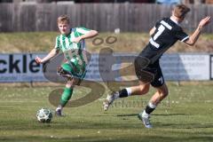 Landesliga - Saison 2025/26 - SV Manching - TSV Schwabmünchen - Rainer Meisinger (Nr.8 - SV Manching) - Di Maggio Matteo schwarz Schwabmünchen - Foto: Meyer Jürgen