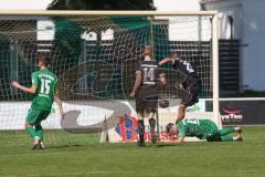 Landesliga - Saison 2024/25 - SV Manching - TSV Schwabmünchen - Der 0:1 Führungstreffer durch Aschner Maximilian #23 schwarz Schwabmünchen
 - jubel - Ralf Schröder (Nr.21 - SV Manching) - Foto: Meyer Jürgen