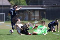 Kreisklasse - Saison 2024/25- TSV Gaimersheim II - TSV Etting  - Alexander Thielmann blau Etting - Christoph Katzenbogen weiss Gaimersheim - Filip Festner Torwart Etting - Foto: Meyer Jürgen